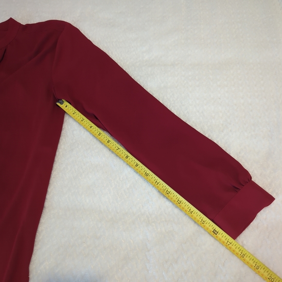 Loft Blouse Red V-neck Long-sleeve Career Business Professional Size Small - Picture 7 of 7